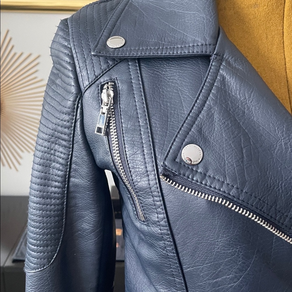 Tommy Hilfiger Vegan Navy Moto Jacket